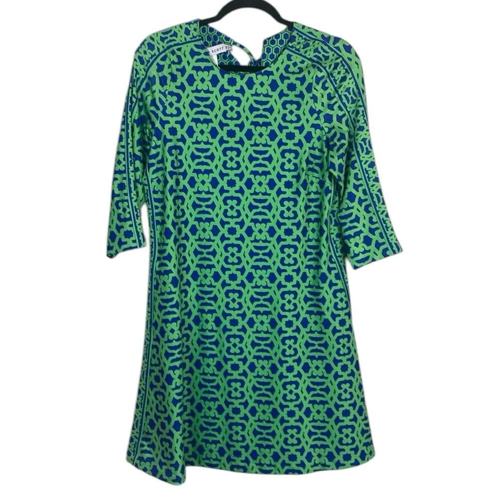 Gretchen Scott green and blue pattern dress